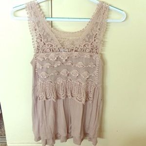 Taupe flowy, embroidered top